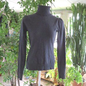 Gray turtleneck sweater puff sleeve vintage